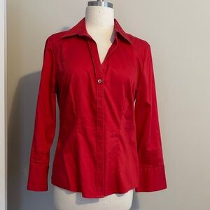 Banana Republic stretch-  Bold Orange/Red Cotton Button-Down 3/4 sleeve Shirt
